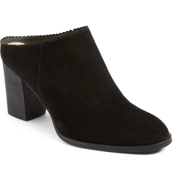 Via Spiga Shoes - Via Spiga Sophia Block Heel Mule Black Suede 8.5